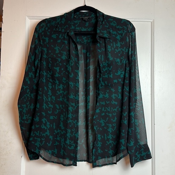 Guess sheer button down blouse. - Picture 2 of 10